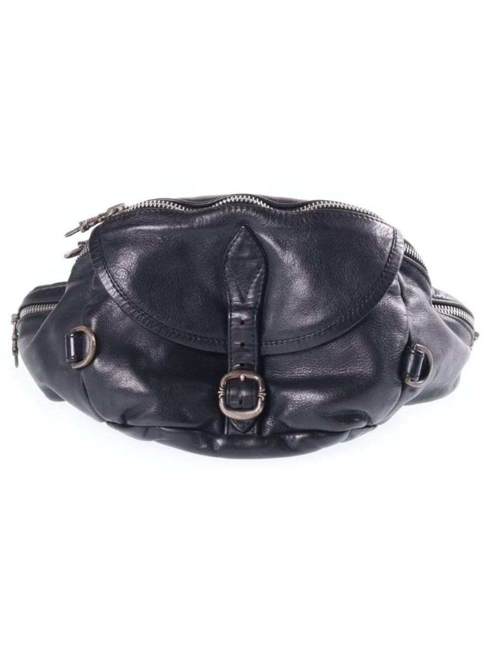 Chrome Hearts 1 Snat Pack Dagger Zip Gunslinger Belt Leather Waist Bag Black
